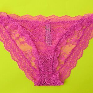 Victoria's Secret Dream Angel Luxe Lace Pink Cheekini / Tanga Size XL Panty